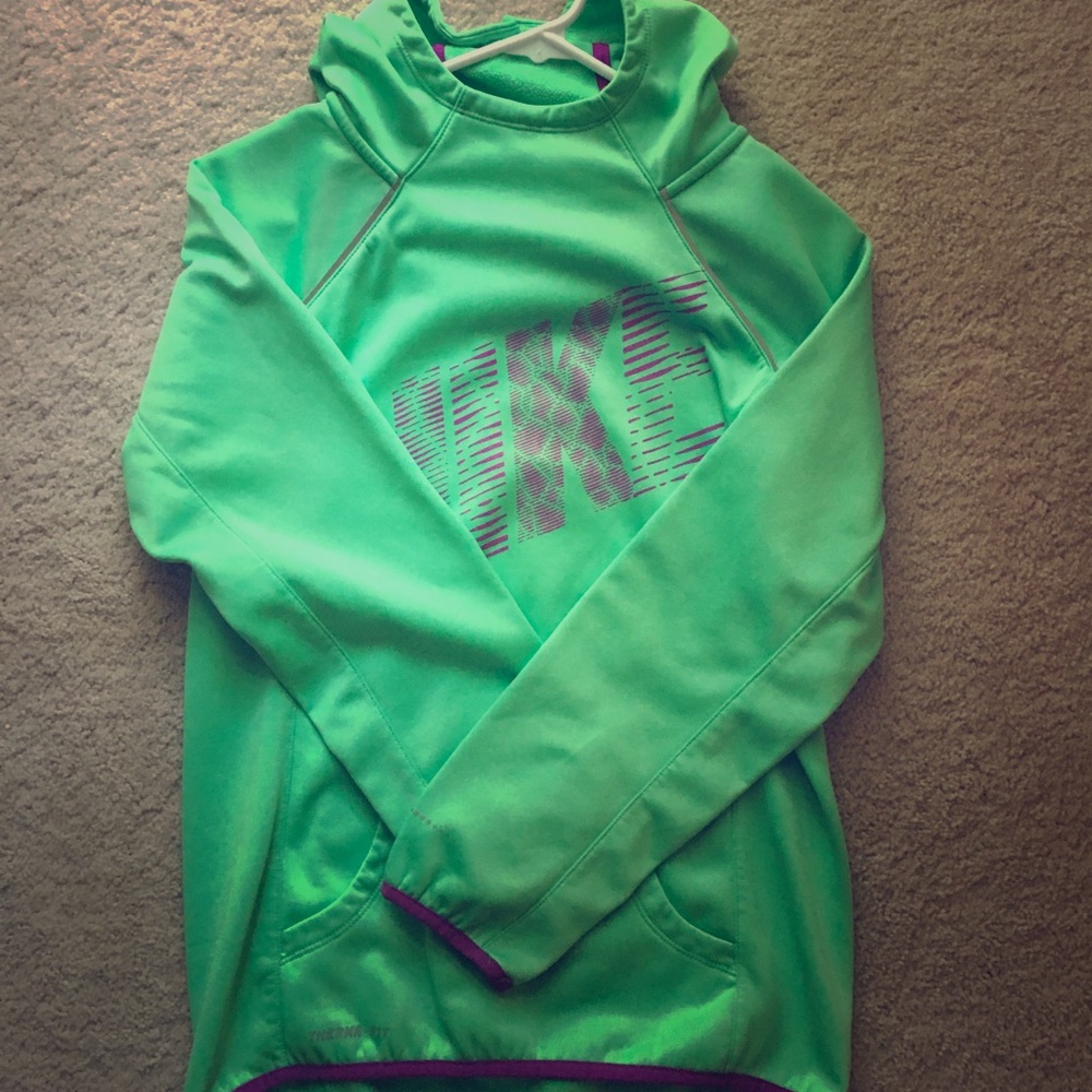 Nike hoodie/ lime green and purple/ thumb holes